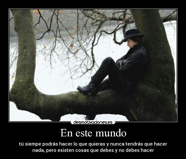 En este mundo - tú siempe podrás hacer lo que quieras y nunca tendrás que hacer
nada, pero existen cosas que debes y no debes hacer