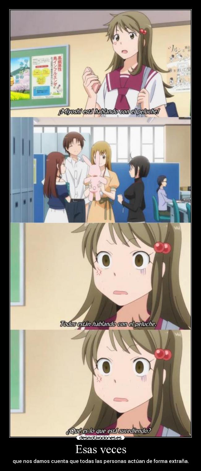 carteles anime servantxservice todos hablando con jefe peluche touko los entiende doni desmotivaciones