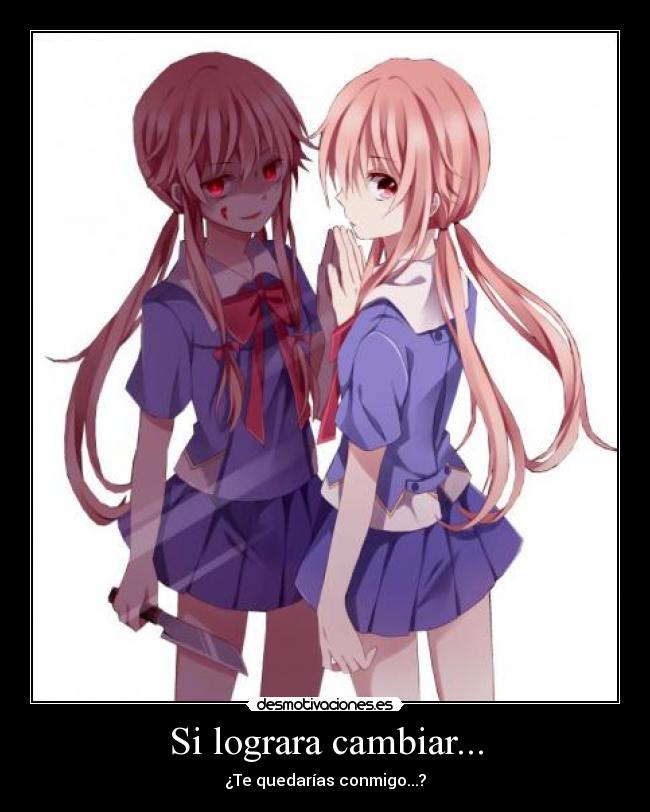 carteles anime yuno cambiar quedate conmigo desmotivaciones