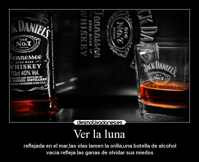 Ver la luna - reflejada en el mar,las olas lamen la orilla,una botella de alcohol
vacia refleja las ganas de olvidar sus miedos