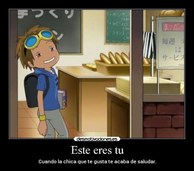 carteles digimon tamers anime anime otaku devilbrigade chica takato saludar cierto risas reir desmotivaciones