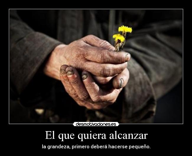 El que quiera alcanzar - la grandeza, primero deberá hacerse pequeño.