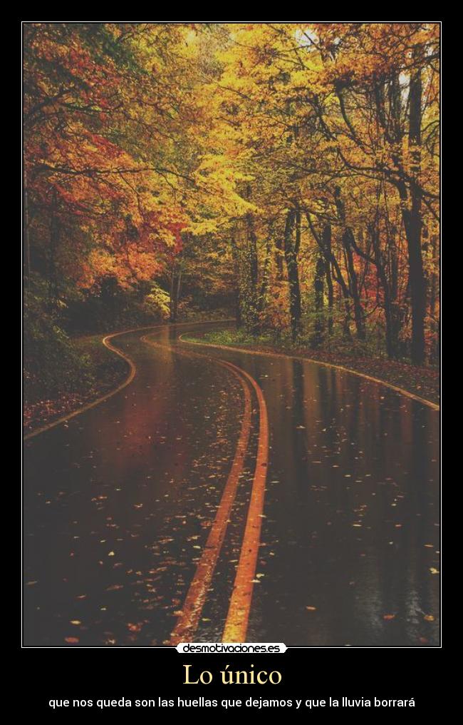 Lo único - que nos queda son las huellas que dejamos y que la lluvia borrará