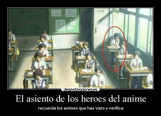 El asiento de los heroes del anime -