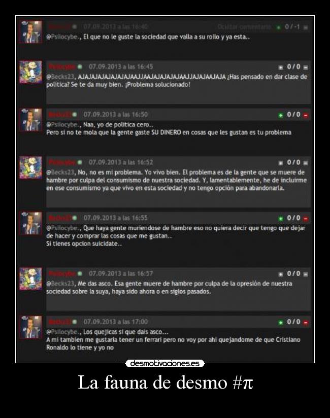 La fauna de desmo #π -