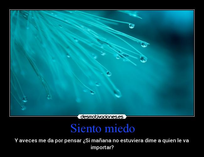 Siento miedo - Y aveces me da por pensar ¿Si mañana no estuviera dime a quien le va
importar?