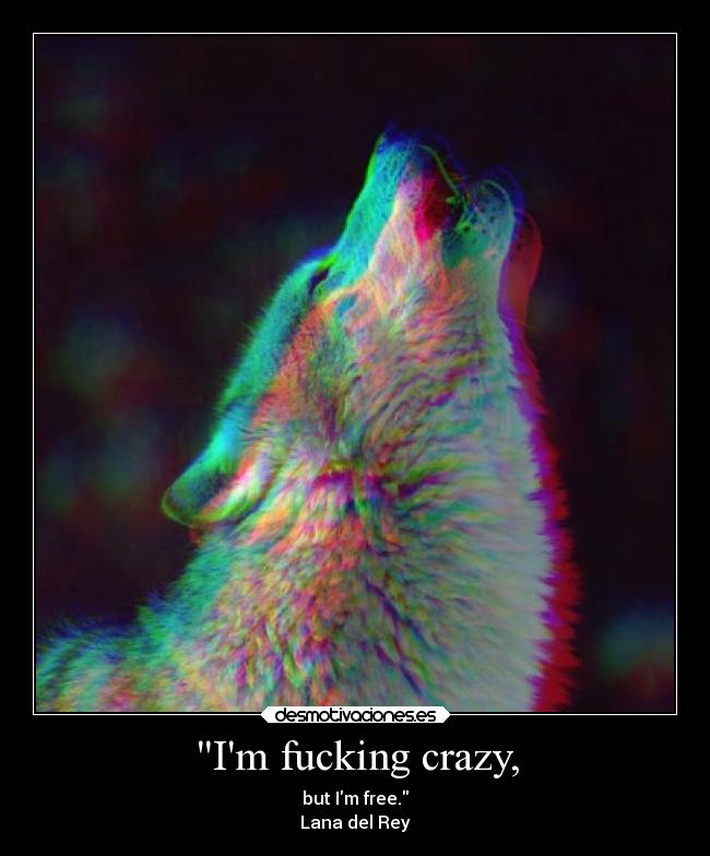 Im fucking crazy, - but Im free.
Lana del Rey