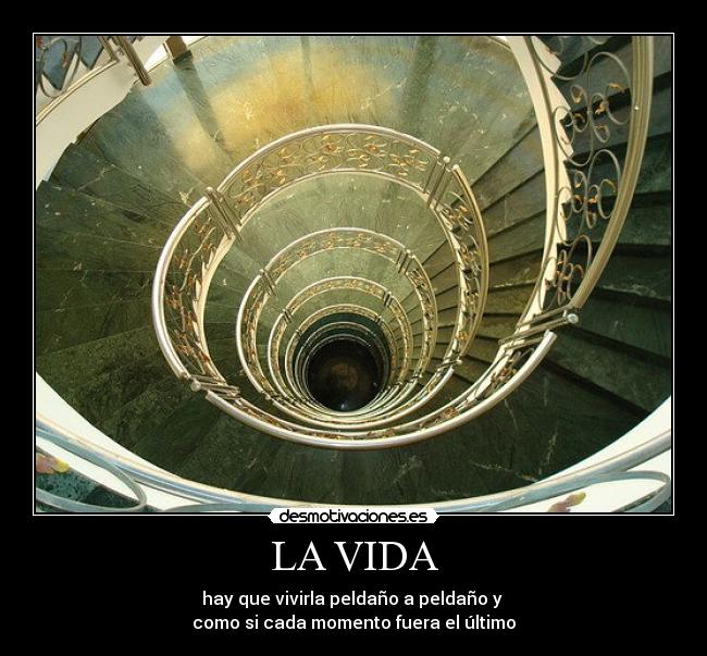 LA VIDA - hay que vivirla peldaño a peldaño y 
como si cada momento fuera el último