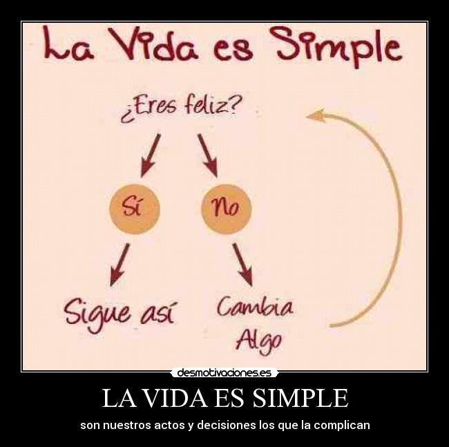 LA VIDA ES SIMPLE - son nuestros actos y decisiones los que la complican