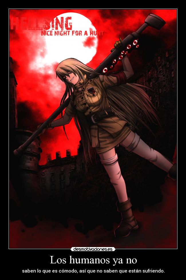 carteles anime hellsing seras victoria yaoishotaalfamaravillaescuadronlobo genitalia amor ausencia desmotivaciones