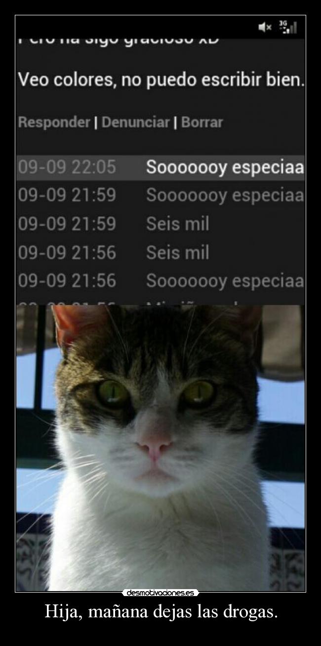 Hija, mañana dejas las drogas. -