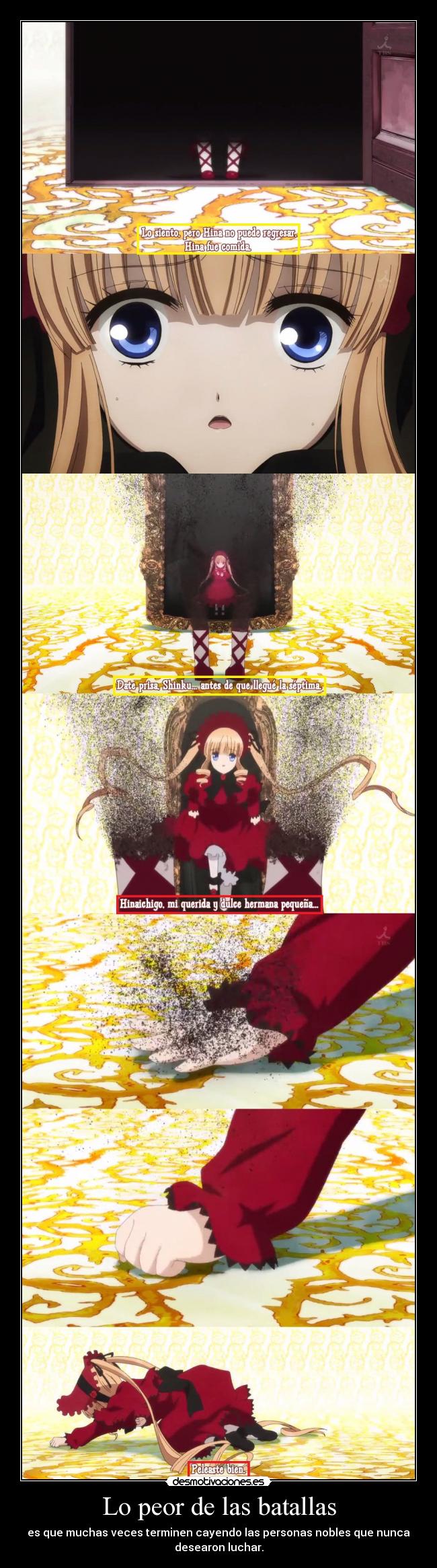 carteles raptorhunters harukaze anime manga otaku rozen maniden hinaichigo shinku muerte derrota perdida desmotivaciones