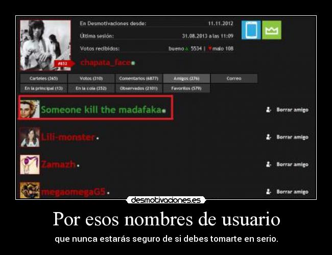 Por esos nombres de usuario - que nunca estarás seguro de si debes tomarte en serio.