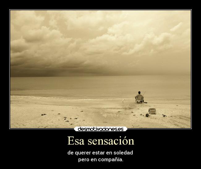 Esa sensación - de querer estar en soledad
pero en compañía.