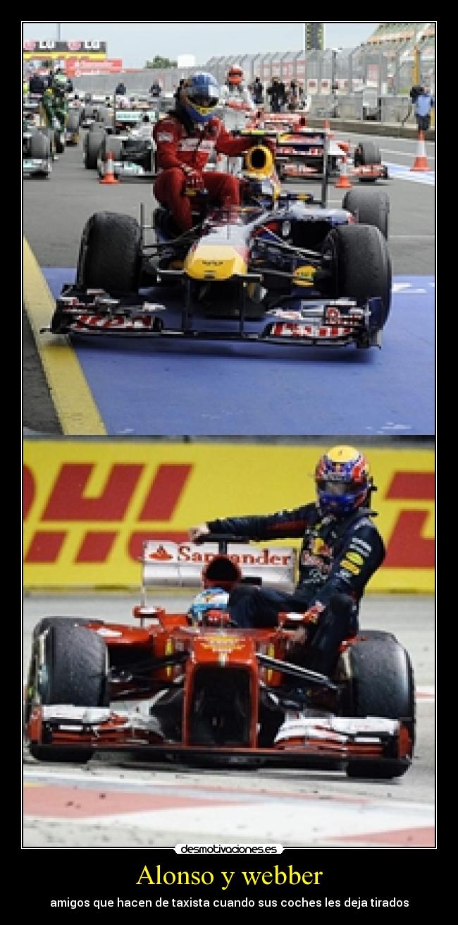 Alonso y webber - amigos que hacen de taxista cuando sus coches les deja tirados