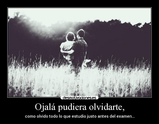 Ojalá pudiera olvidarte, - como olvido todo lo que estudio justo antes del examen...