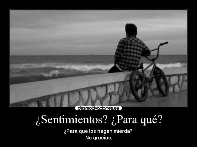 ¿Sentimientos? ¿Para qué? - ¿Para que los hagan mierda?
No gracias.