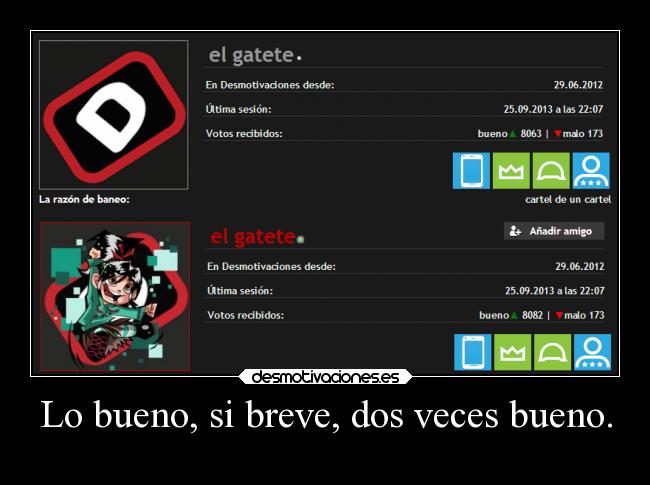 Lo bueno, si breve, dos veces bueno. -