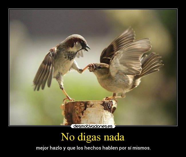 No digas nada - mejor hazlo y que los hechos hablen por sí mismos.