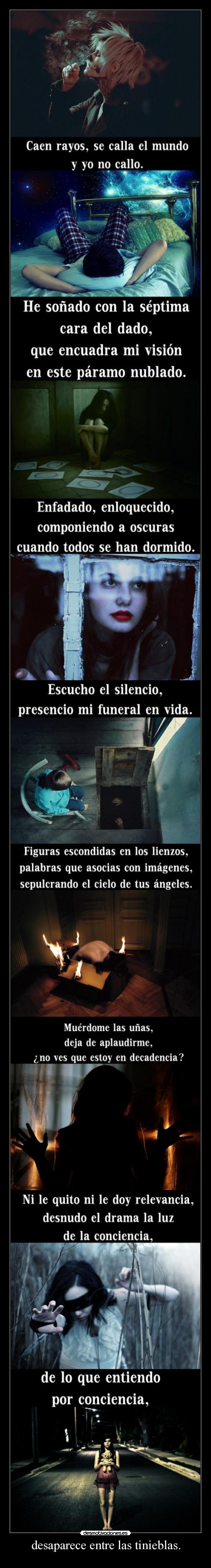 desaparece entre las tinieblas. -