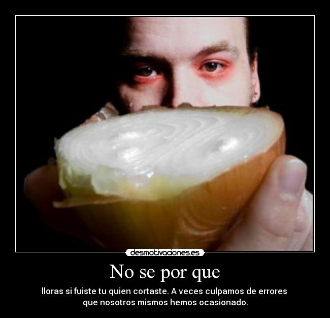 No se por que - lloras si fuiste tu quien cortaste. A veces culpamos de errores
que nosotros mismos hemos ocasionado.