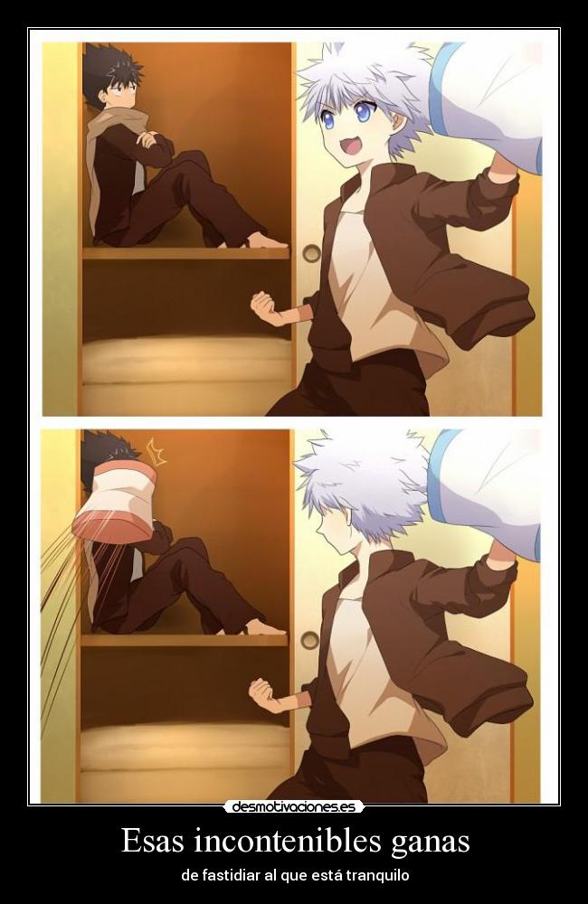 carteles amistad incontenibles ganas fastidiar tranquilo anime yuyu hakusho hunterx hunter killua hiei desmotivaciones