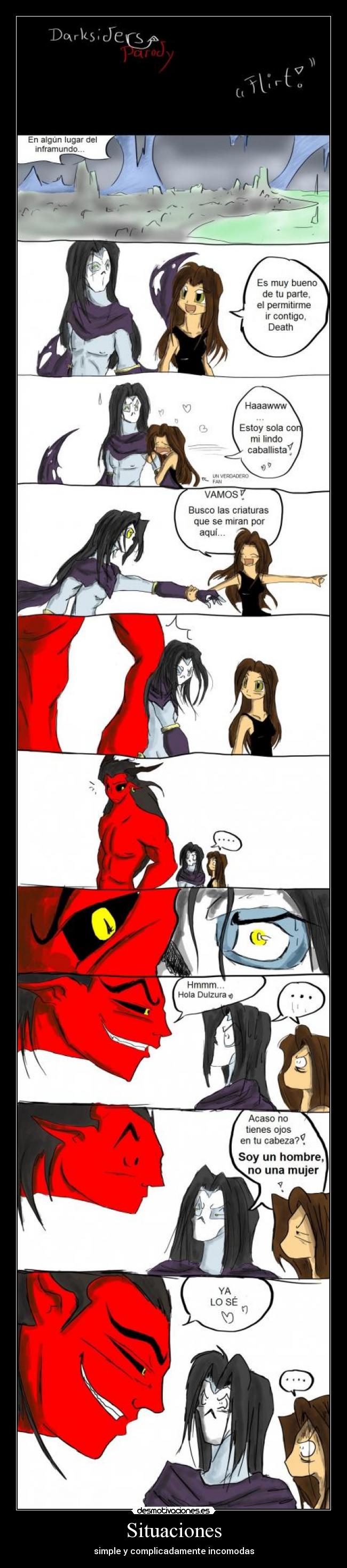 carteles darksiders death demonio situacion incomoda incomodidad simplemente complicadamente desmotivaciones