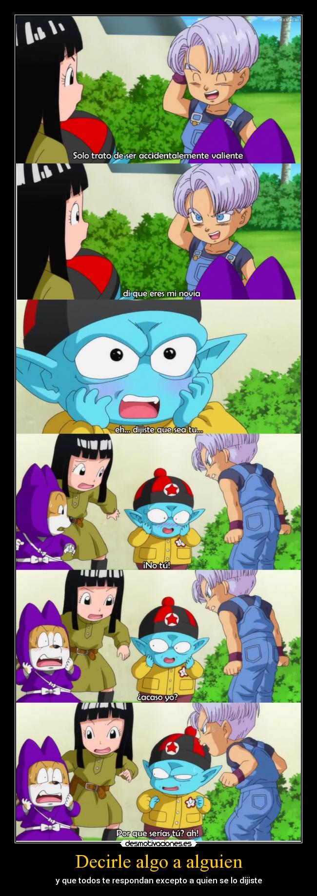 carteles anime shinigamisempai colwuwboaonwtoiopwaoion shinigamixlll dragonballz trunks bla bla que sea desmotivaciones