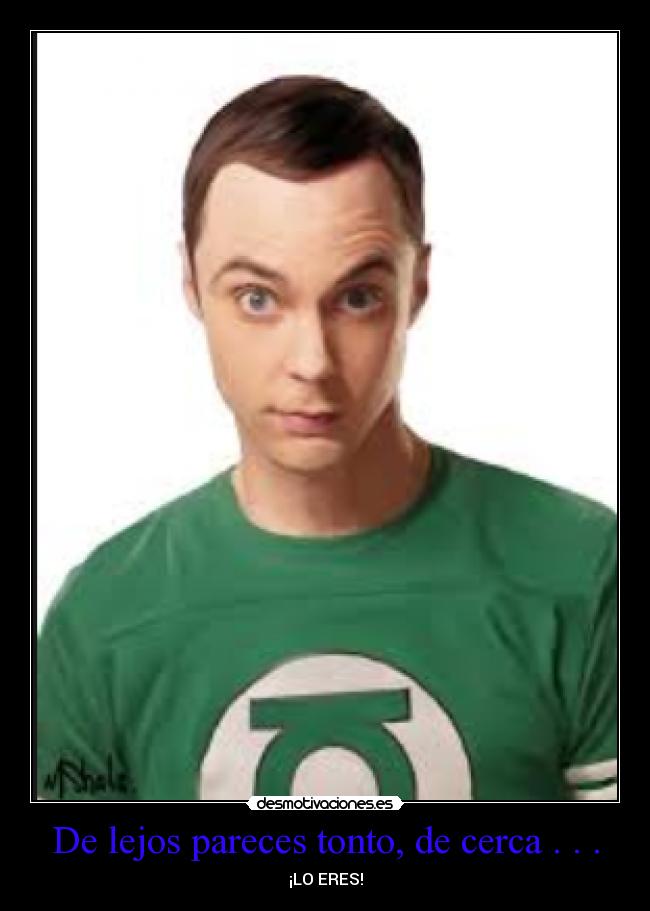 carteles tonto sheldon cooper tbbt tonto parece cerca big bang theory love desmotivacion amo thebigbangtheory desmotivaciones