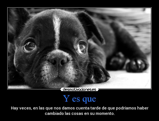 Y es que - Hay veces, en las que nos damos cuenta tarde de que podríamos haber
cambiado las cosas en su momento.