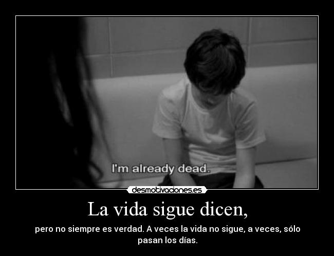 La vida sigue dicen, - pero no siempre es verdad. A veces la vida no sigue, a veces, sólo pasan los días.