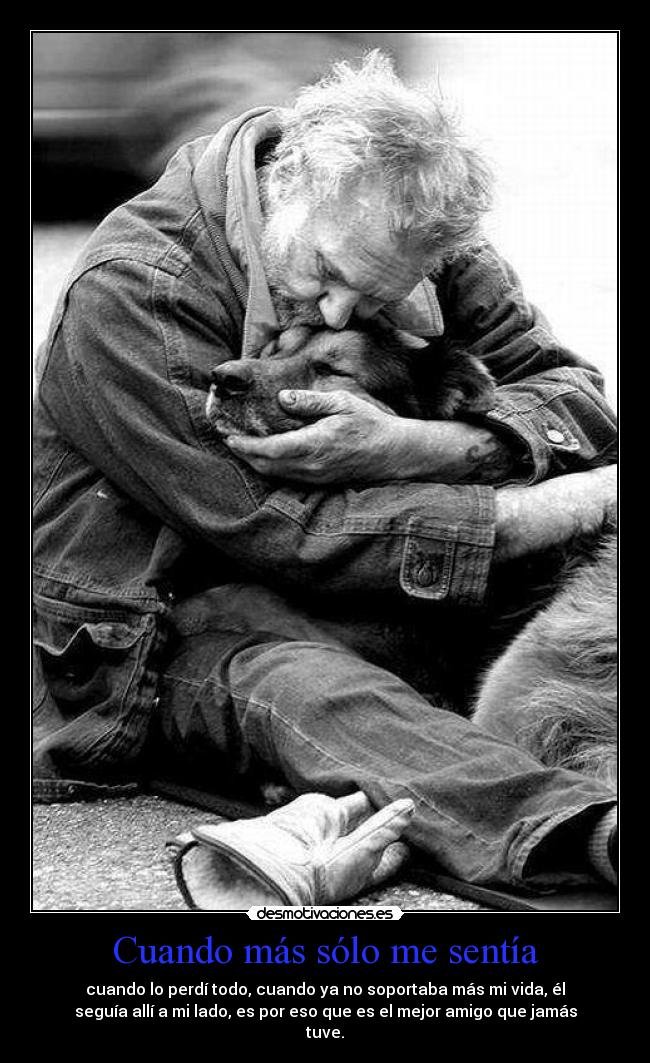 Cuando más sólo me sentía - cuando lo perdí todo, cuando ya no soportaba más mi vida, él
seguía allí a mi lado, es por eso que es el mejor amigo que jamás
tuve.