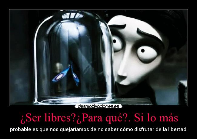 ¿Ser libres?¿Para qué?. Si lo más - probable es que nos quejaríamos de no saber cómo disfrutar de la libertad.