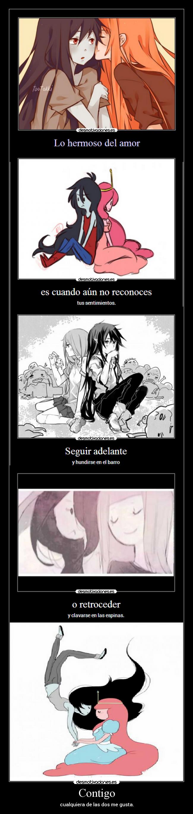 carteles amor sentimientos emociones amistad anime yuri horadeaventura marceline princesabubblegum desmotivaciones