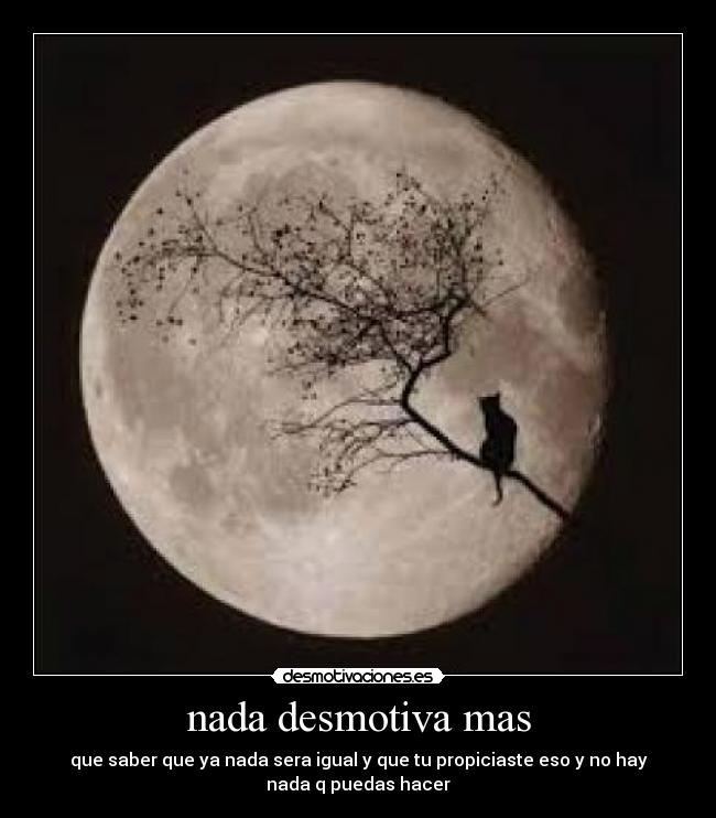 nada desmotiva mas - que saber que ya nada sera igual y que tu propiciaste eso y no hay
nada q puedas hacer