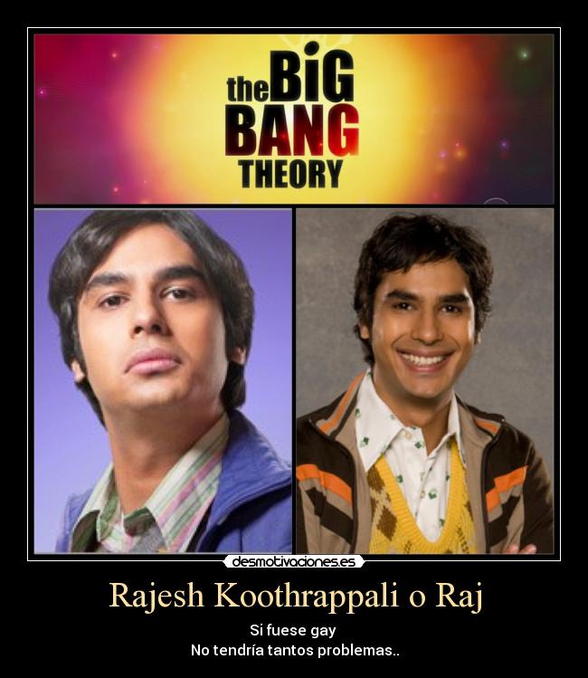 carteles the big bang theory raj jajejijoju pobrecillo que esta solito lelele ojala fuese gay desmotivaciones