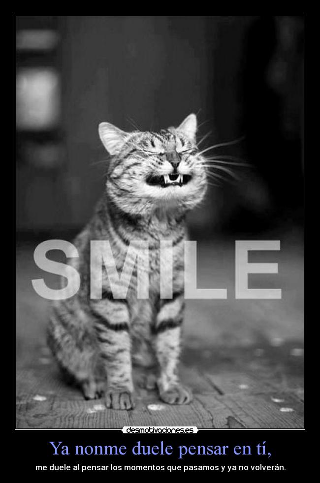 Ya nonme duele pensar en tí, - me duele al pensar los momentos que pasamos y ya no volverán.