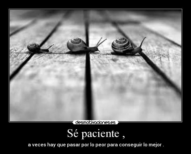 Sé paciente , - a veces hay que pasar por lo peor para conseguir lo mejor .