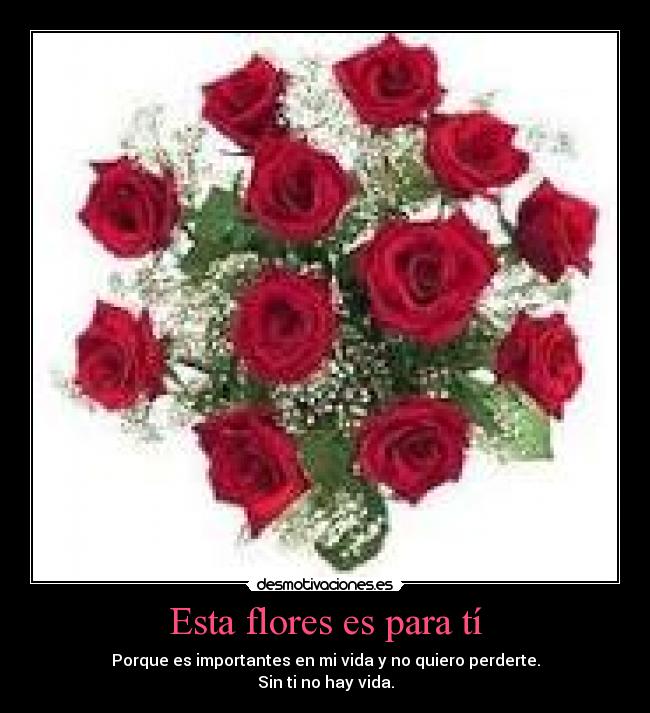Esta flores es para tí - Porque es importantes en mi vida y no quiero perderte.
Sin ti no hay vida.