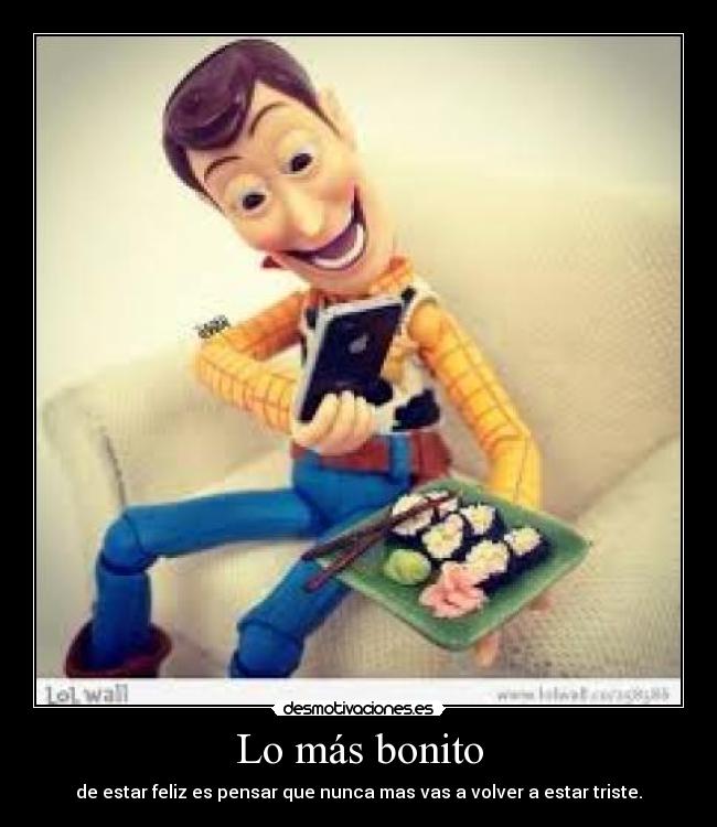 Lo más bonito - de estar feliz es pensar que nunca mas vas a volver a estar triste.