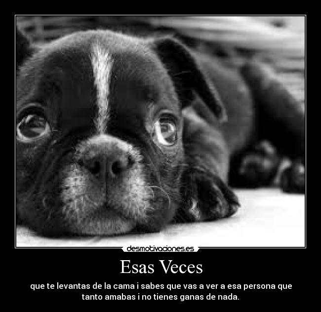 Esas Veces - que te levantas de la cama i sabes que vas a ver a esa persona que
tanto amabas i no tienes ganas de nada.