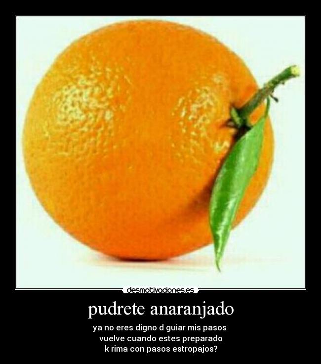 pudrete anaranjado - ya no eres digno d guiar mis pasos
vuelve cuando estes preparado
k rima con pasos estropajos?