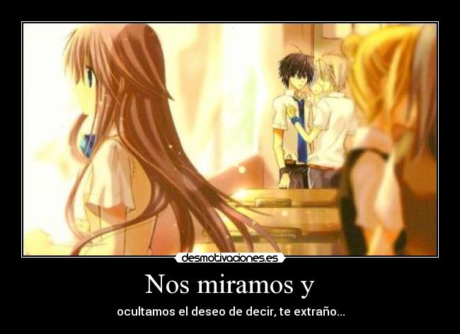 Nos miramos y - ocultamos el deseo de decir, te extraño...