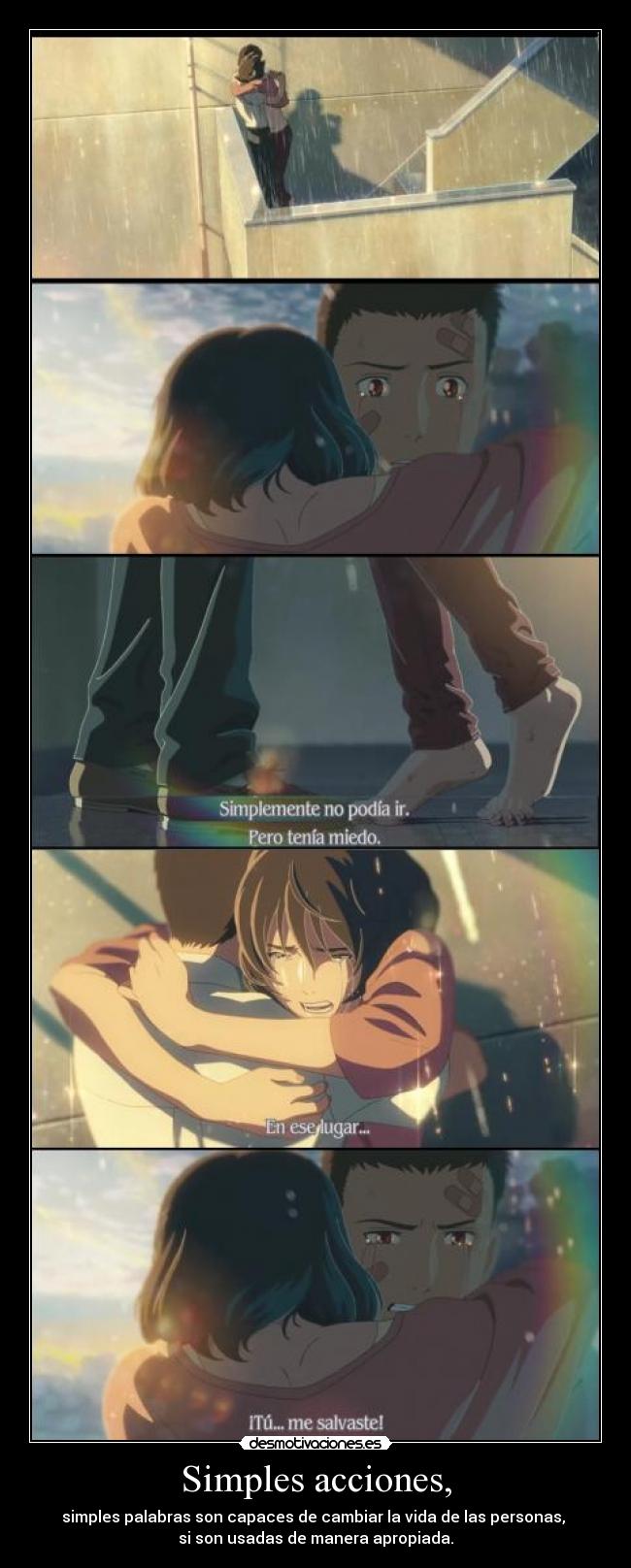 carteles anime raptorhunters simples acciones palabras cambiar vida persona amistad amor usar manera correcta desmotivaciones