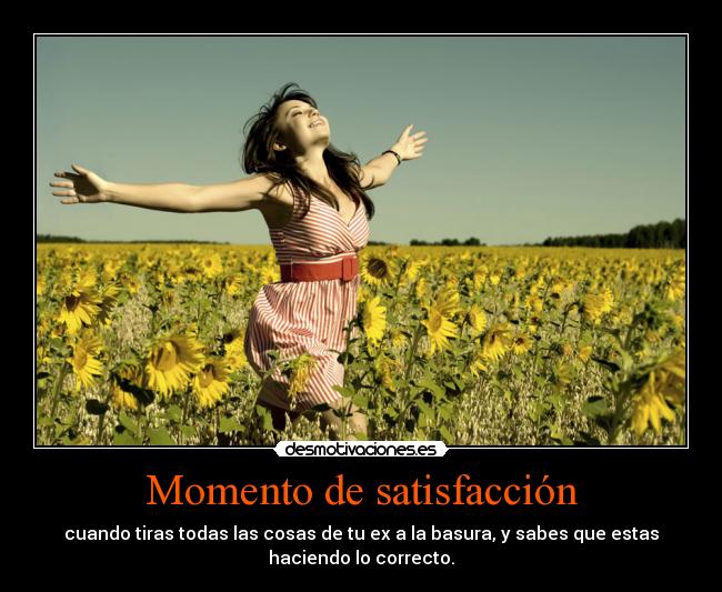 Momento de satisfacción - cuando tiras todas las cosas de tu ex a la basura, y sabes que estas
haciendo lo correcto.