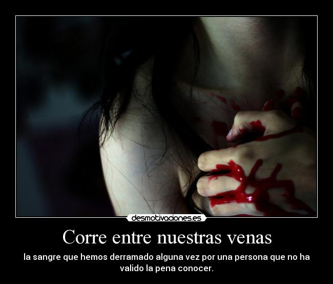 Corre entre nuestras venas - la sangre que hemos derramado alguna vez por una persona que no ha
valido la pena conocer.