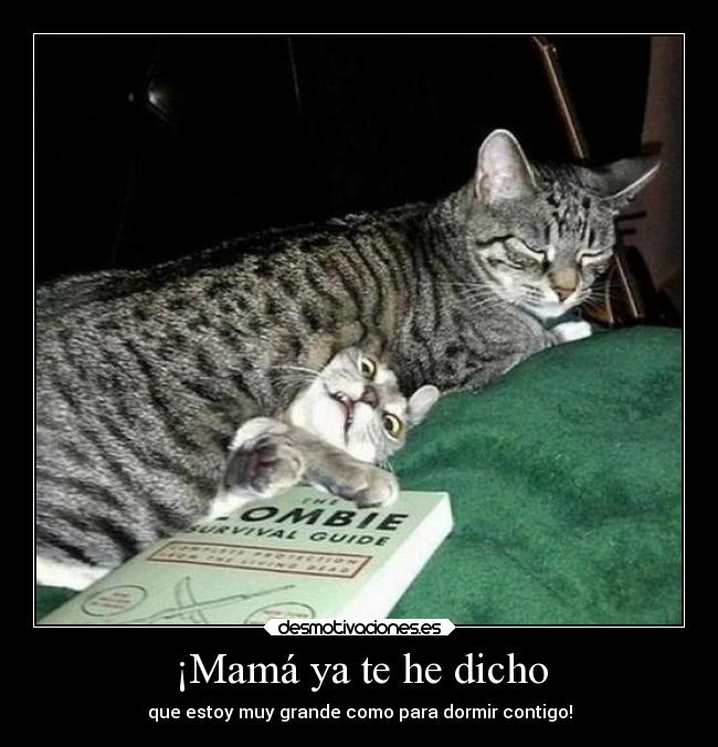 ¡Mamá ya te he dicho - que estoy muy grande como para dormir contigo!