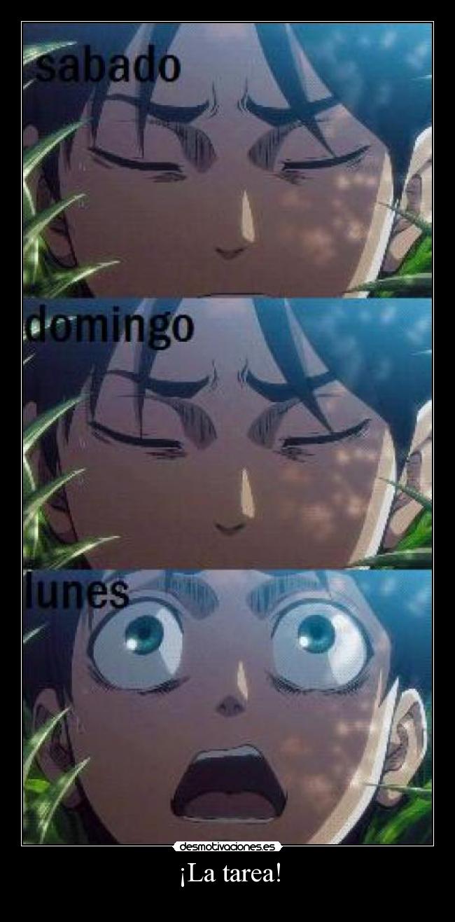 carteles sevenix tarea eren anime shingeki kyojin shinigamixlll desmotivaciones