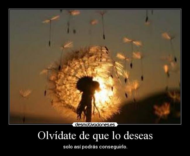 Olvídate de que lo deseas - solo así podrás conseguirlo.