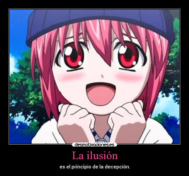 carteles anime elfen lied lucy nyu ilusion decepcion shinigamixlll desmotivaciones